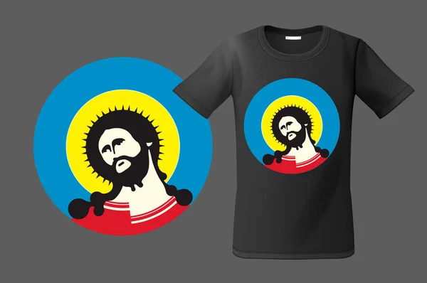 Diseño moderno de camisetas con retrato de Jesucristo, uso para sudaderas y souvenirs, fundas para teléfonos móviles, ilustración vectorial . — Archivo Imágenes Vectoriales