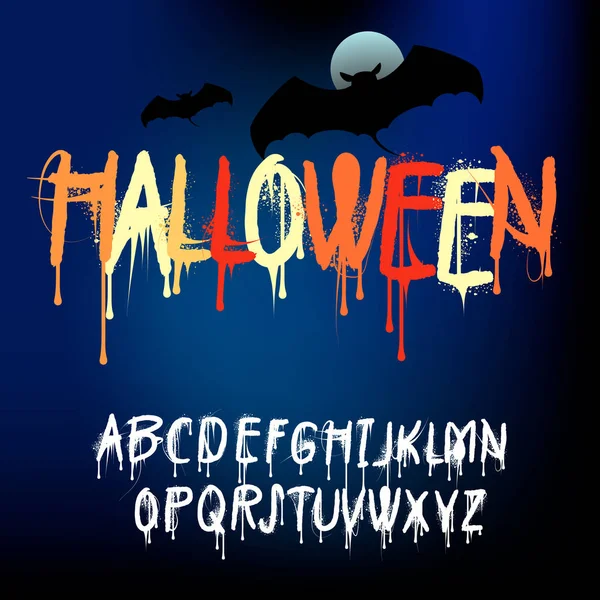 Halloween-Spritzer-Alphabet, Satz verschiedener Farbspritzer, Vektorillustration. — Stockvektor