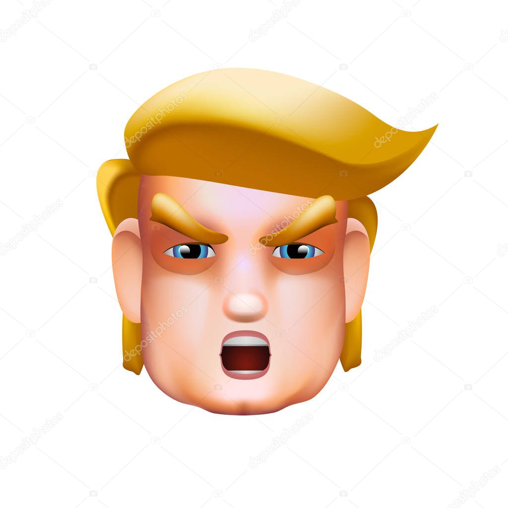 Character portrait icon of Donald Trump giving a speech, vector illustration.