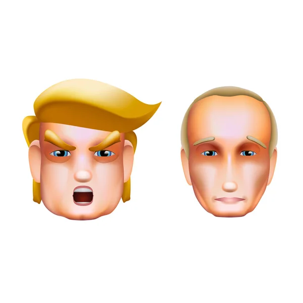 Icône portrait de personnage de Donald Trump et Vladimir Poutine, illustration vectorielle. 30 octobre 2018 . — Image vectorielle