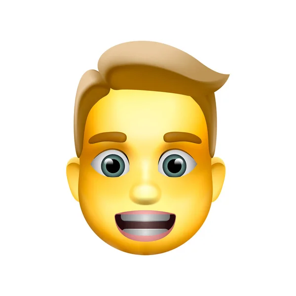 Adam emoji simge, orta-hafif cilt tonu, sarı saçlı, vektör çizim. — Stok Vektör