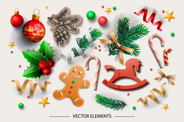 Elementos Natal Ilustração Vetorial — Vetor de Stock