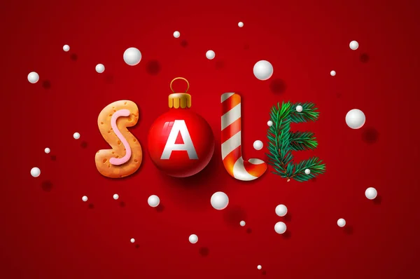 Karácsonyi eladó háttér, népszerűsítő plakát karácsonyi eladó, vektoros illusztráció. — Stock Vector