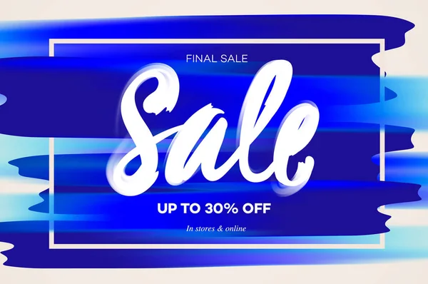 Modelo de banner de venda, venda midseason, fundo aquarela azul, ilustração vetorial . —  Vetores de Stock