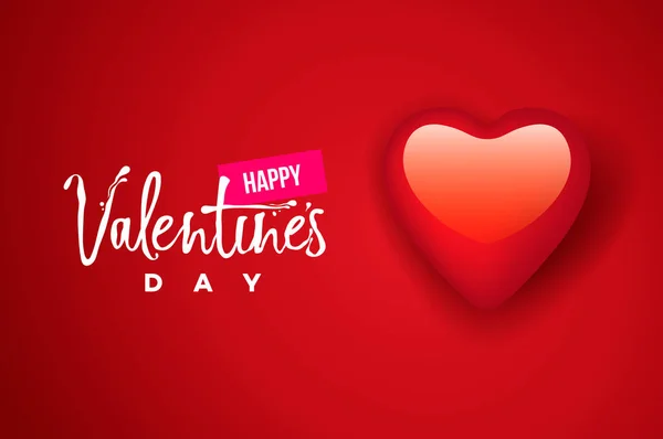 幸せなバレンタインデーの手が赤い背景のレタリングします ベクトル タイポグラフィ ロマンチックな引用はがき カード 招待状 バナーのテンプレート — ストックベクタ