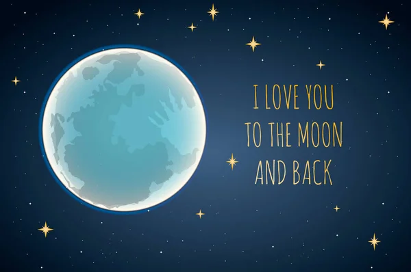 Αγαπώ το φεγγάρι και πίσω, εικονογράφηση διάνυσμα. — Διανυσματικό Αρχείο