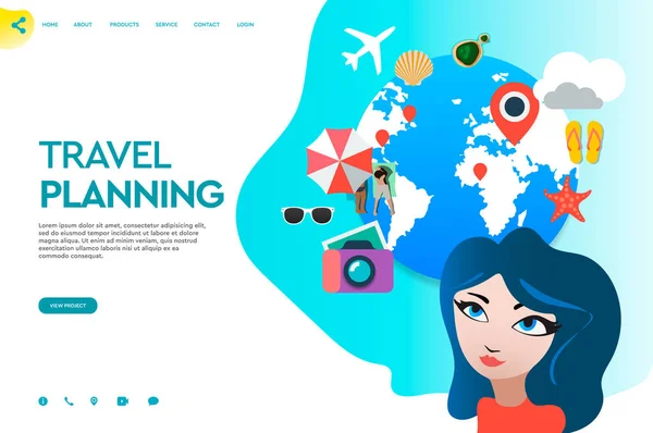 Web page template of business apps. Travel planning. Modern vector illustration concept for website and mobile website development. — Stock Vector