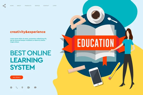 Modèles de conception de pages Web pour l'apprentissage en ligne, l'éducation en ligne, le livre électronique. Concept moderne d'illustration vectorielle pour le développement de sites web et mobiles . — Image vectorielle