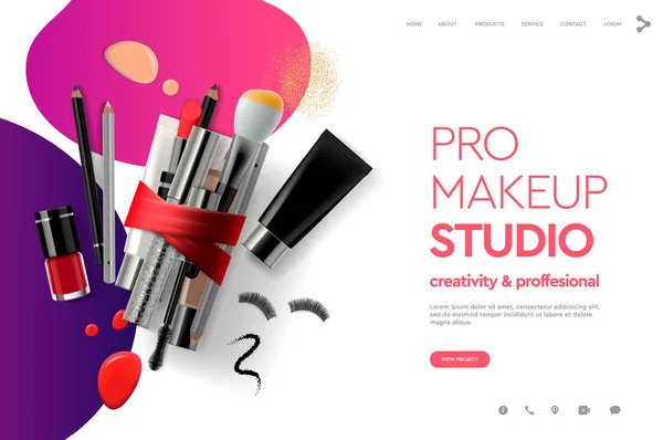 Web page design template for makeup studio, course, natural products, cosmetics, body care. Modern design vector illustration concept for website and mobile website development. — Stock Vector