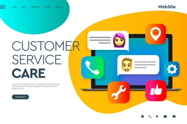 Plantillas de diseño de página web para Servicio de Atención al Usuario, Call Center, Servicio de Atención al Cliente. Concepto moderno de ilustración vectorial para el desarrollo de sitios web móviles . — Vector de stock