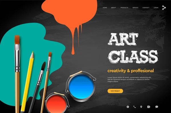 Šablona návrhu webové stránky pro třídu Art Class, Studio, kurz, třída, vzdělání. Ukázka moderního konstrukčního vektoru pro webové stránky a vývoj mobilních webových stránek. — Stockový vektor