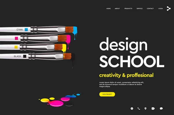Web pagina ontwerpsjabloon voor design school, Studio, cursus, klasse, onderwijs. Modern design vector illustratie concept voor website en mobiele website ontwikkeling. — Stockvector