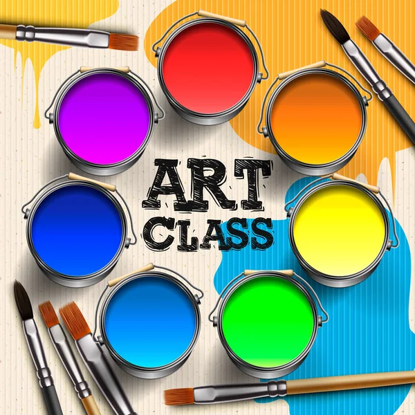 Clase de arte, diseño de plantilla de taller. Arte infantil artesanía, educación, creatividad concepto de clase, ilustración vectorial . — Vector de stock