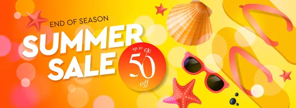 Summer sale template, web banner, vector illustration. — Stock Vector