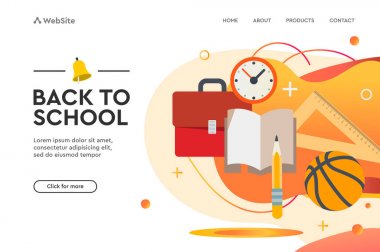 Geri okul vektör kavramı web tasarım sayfası şablonları. Afiş davet afiş ve web sitesi için Vektör illüstrasyon.