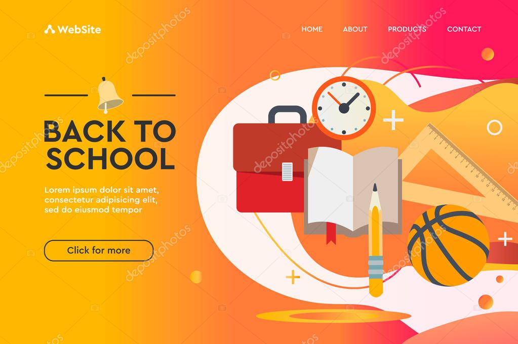 Back to school vector concept web design landing page. Vector illustration for banners invitation poster and website.