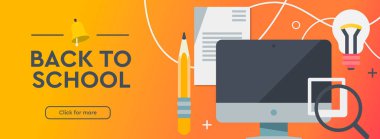 Okula geri dön. Eğitim, Online öğrenme. Düz tasarım modern vektör illüstrasyon konsepti