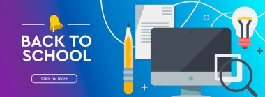 Okula geri dön. Eğitim, Online öğrenme. Düz tasarım modern vektör illüstrasyon konsepti