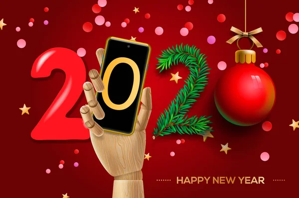 2020 happy New Year achtergrond. Vectorillustratie — Stockvector