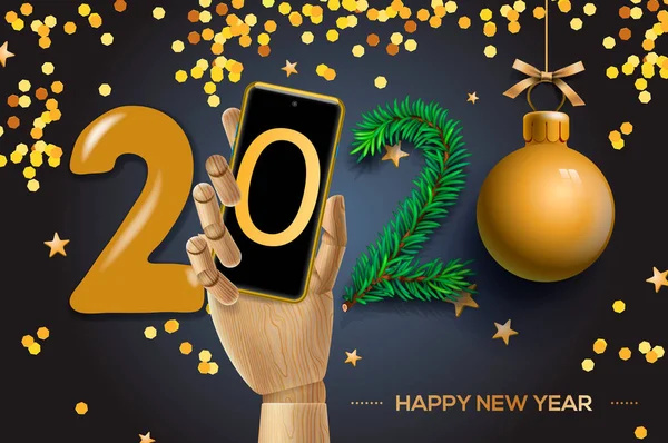 2020 happy New Year achtergrond. Vectorillustratie — Stockvector