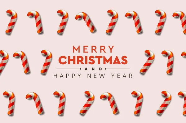 Christmas background with candy canes. Decorative festive Xmas banner, vector illustration. — 图库矢量图片