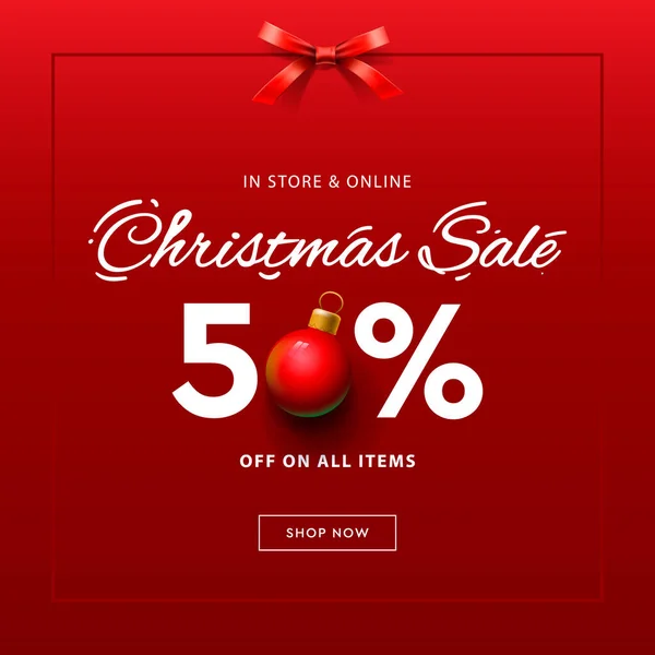 Plantilla de banner web Christmas Sale. Ilustración vectorial — Vector de stock