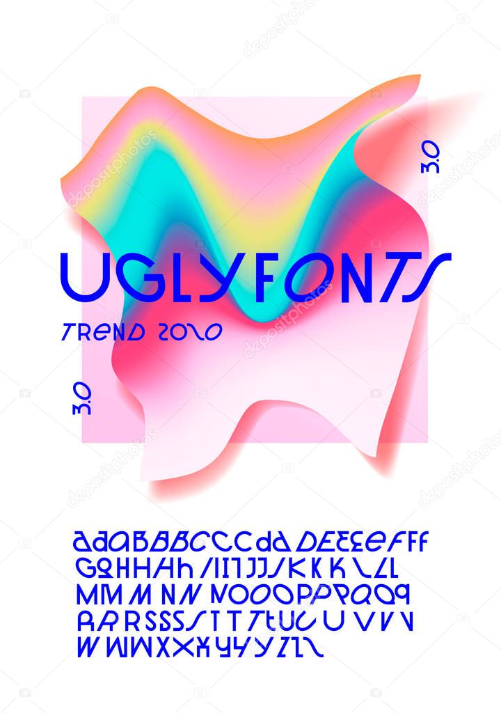 Ugly Fonts. Minimal modern alphabet fonts. Typography minimalist urban digital fashion future creative logo font. vector illustration