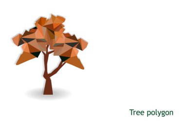 Bir ağaç Çokgen, beyaz arka plan ile geometrik izole ve üçgen şekli, düşük poli modelleme, orman ve kaydetme yeşil bir dünya gezegen kavramı, vektör sanat ve illüstrasyon.