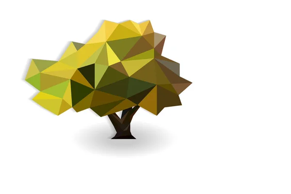 Polígono Árvore Isolado Com Fundo Branco Forma Geométrica Triangular Baixa — Vetor de Stock