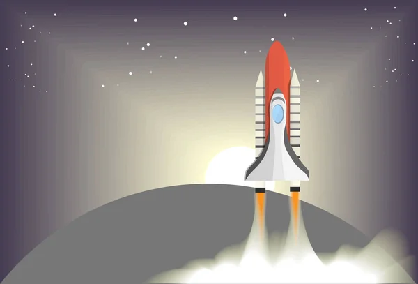 Space Shuttle Space Target Find Challenge Success Sunrise Background Vector — стоковый вектор