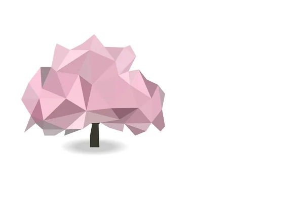 Árvore Rosa Baixo Poli Isolado Com Fundo Branco Conceito Objeto — Vetor de Stock