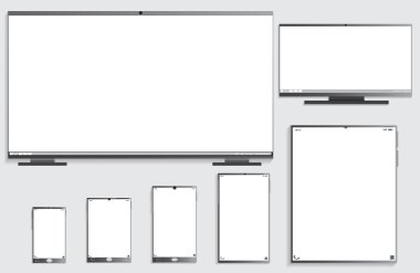 Boş şablon vektörü, mobil, tablet ve bilgisayar şekli tasarımı, vektör sanatı ve illüstrasyon