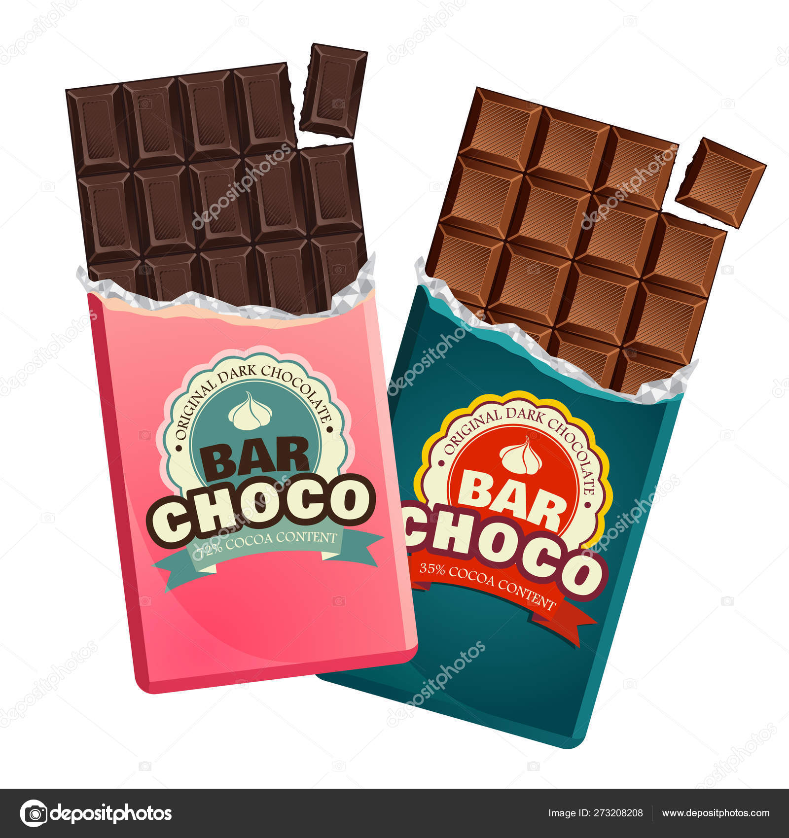 Dark and milk candy chocolate bars in vintage bar wrappers. Stock Vector Image by ©svsunny