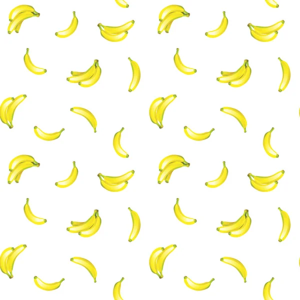 흰색 배경에 열대 노란색 바나나 원활한 패턴입니다. 벡터 일러스트레이션 — 스톡 벡터