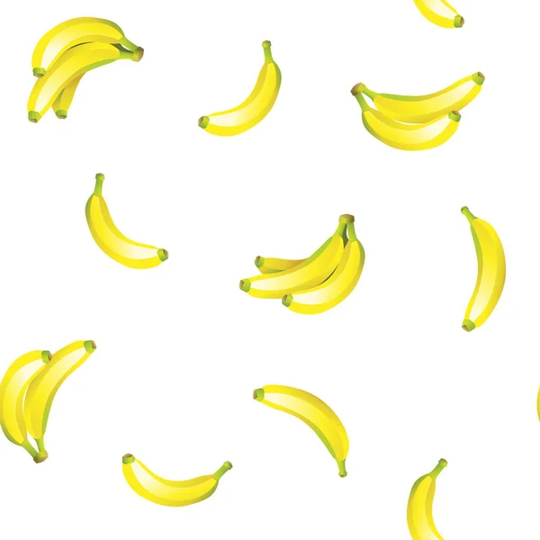 Padrão sem costura de banana amarela tropical no fundo branco. Ilustração vetorial —  Vetores de Stock