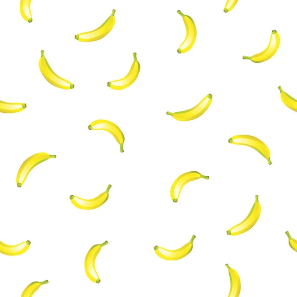 Padrão sem costura de banana amarela tropical no fundo branco. Ilustração vetorial — Vetor de Stock