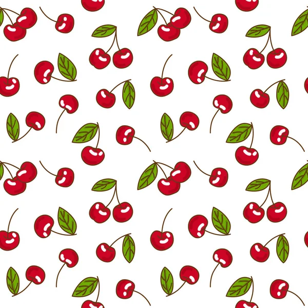 Baies fruits cerise motif sans couture. Style plat, illustration vectorielle — Image vectorielle