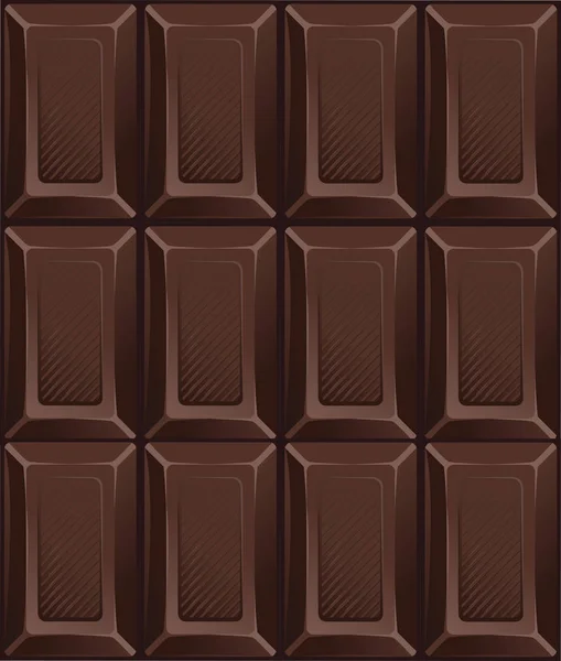 Barras de chocolate de chocolate escuro. Ilustração vetorial. Padrão sem costura — Vetor de Stock