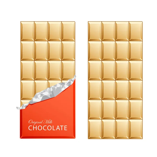 Barras de chocolate de caramelo de leche en envolturas de barras vintage . — Vector de stock