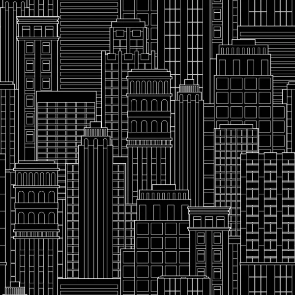都市景観超高層ビルのシームレスなパターン抽象的な背景 — ストックベクタ