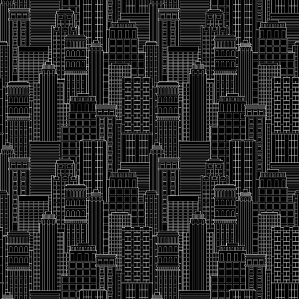 Seamless pattern abstract background of city landscape skyscrapers — Stock Vector