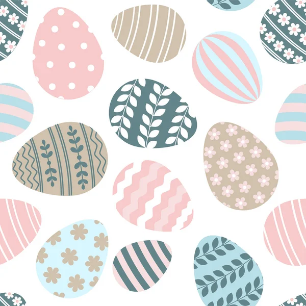 Happy Easter greeting seamless pattern with decorated painted Easter eggs — Stock Vector