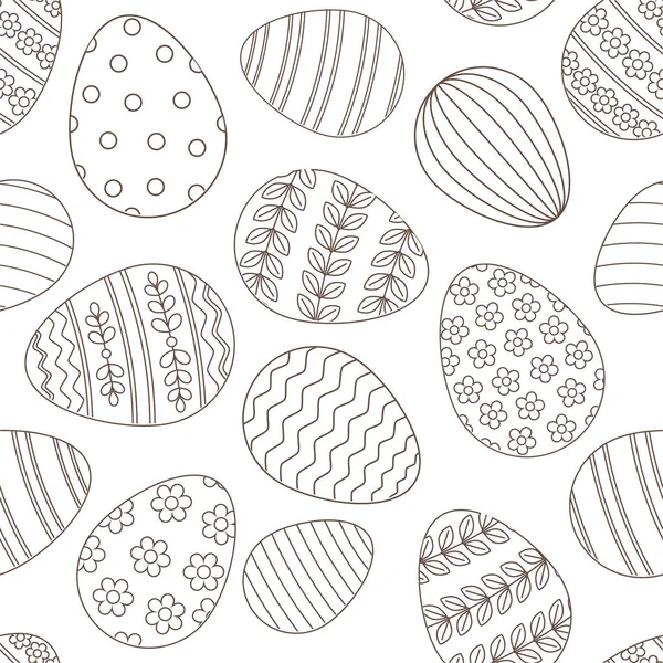 Šťastný velikonoční pozdrav bezproblémový model s dekorovanými pomalovanými velikonoční vajíčky — Stockový vektor
