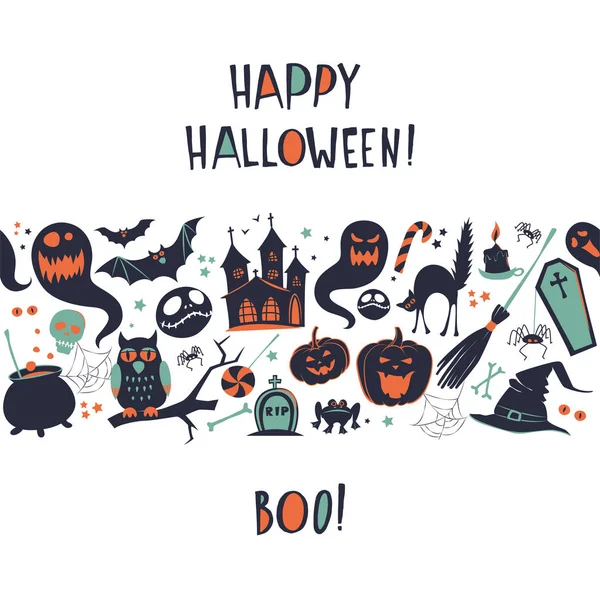Šťastný Halloweenský vektor – ilustrace bezproblémové pozadí – karta vzorku — Stockový vektor
