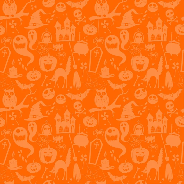 Orange citrouille sans couture silhouette de fond motif de fête halloween — Image vectorielle