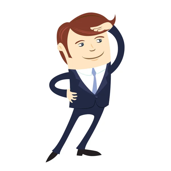 Funny business man wearing suit looking forward. Flat style — Stock Vector