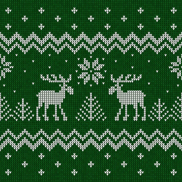 Frohe Weihnachten Neujahr Grußkarte Rahmen skandinavische Ornamente Hirsche — Stockvektor