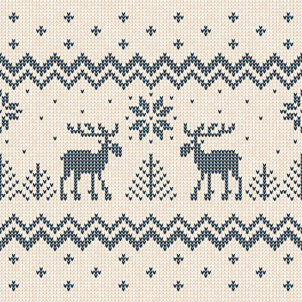Merry Christmas New Year greeting card frame scandinavian ornaments deers — Stock Vector