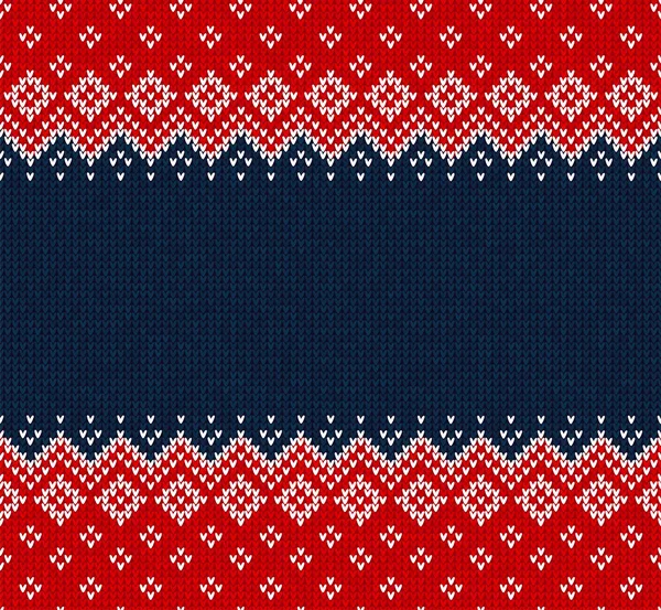 Winter Christmas Scandinavian knitted seamless abstract background frame and border. — Stock Vector