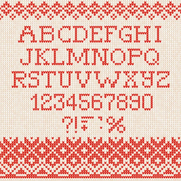 Christmas Font: Scandinavian style seamless knitted ornament pat — Stock Vector